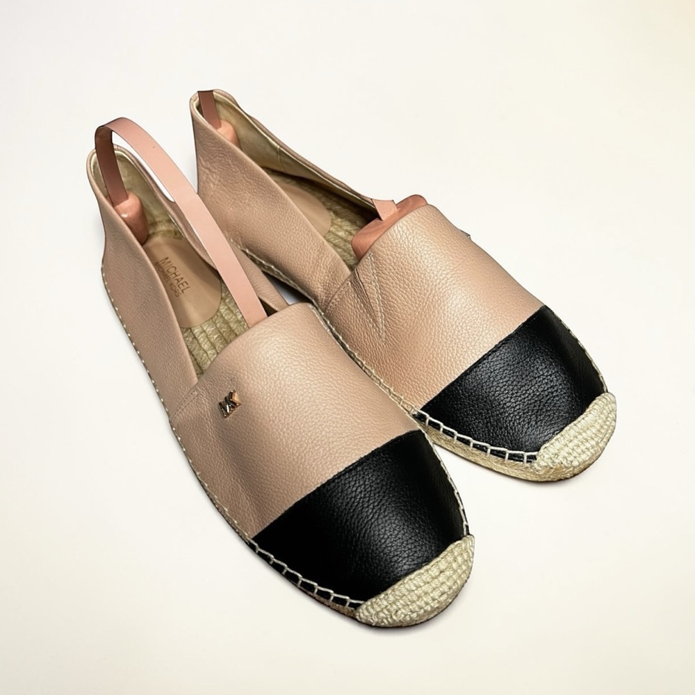 🌻NEW Michael Kors Kendrick Leather Beige Black Colorblock Espadrilles Size 10